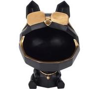 Home Deco Factory Sculpture Chien à lunettes HD1306 - Vide-poche 23 cm Noir