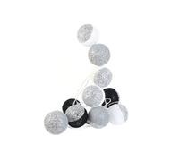 The Home Deco Light - Guirlande lumineuse boules pailletées 10 leds noir, argent