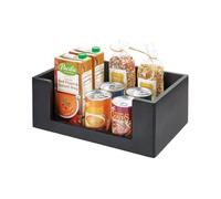 The Home Edit by iDesign Bac de rangement polyvalent en bois de Paulownia à ouverture frontale , coloris noir