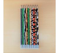 The Home Fusion Company Super Funky Lot de 10 crayons HB avec gomme Motif léopard zèbre Tigre
