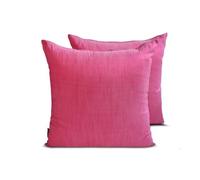 The HomeCentric Décoratif Fuchsia Housses de coussin Lot de 2, 40x40 cm Soie artistique Coussin Soie bicolore, unie, Housse de coussin, Solide Coussin, Moderne Housses de coussin - Fuchsia Pink Luxury