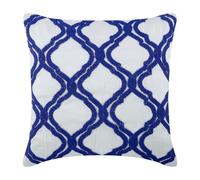 The HomeCentric Housses de Coussin Design en Treillis, Housse de Coussin en Lin, Coton 30 x 30 cm, Housse de Coussin geometrique en lattis Blanc et Bleu - Lattice Blues