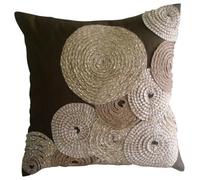 The HomeCentric Marron des Coussins Couvrent pour Canape, Spiral Jute Couverture D'Oreillers, 50x50 cm Housses De Coussin, Geometrique Contemporain Housses De Coussin, Soie - Adorned by Jute