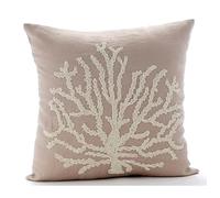 The HomeCentric Moka Jeter Les Taies d'oreiller, Perlees Sea Weeds Creatures De La Mer Ocean and Beach Theme 50x50 cm Couverture D'Oreillers, Cotton Linen Couverture D'Oreillers - Sea Shrub