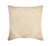 The HomeCentric Moka Oreillers Decoratifs Couvercle, Perle Oyster Creatures De La Mer Ocean and Beach Theme 40x40 cm Taie d'oreiller Jet, Cotton Linen Oreillers Couvre pour Canape - Scallop Shell