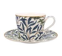 The Leonardo Collection Ensemble tasse et soucoupe en forme de branche de saule | Conçu par William Morris | Ensemble de tasses à thé parfait pour la maison ou le bureau | Tasses à thé et soucoupes ou