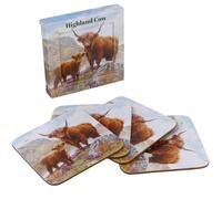 The Leonardo Collection Highland Cow Lot de 4 dessous de verre Macneil Studios pour la maison et le bureau | Dessous de verre élégant pour tables et espaces à manger | Accessoires d'intérieur durables