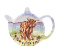 The Leonardo Collection Jennifer Rose Gallery Porte-Sachet de thé en céramique pour Cuisine et Maison Motif Vache Highland Accessoire de thé pour Les Amoureux des Animaux