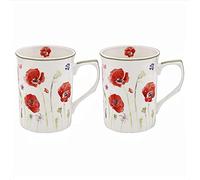 The Leonardo Collection LP94597 Lot de 2 tasses en porcelaine fine Motif champ de coquelicots