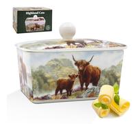 The Leonardo Collection Macneil Studios Beurrier décoratif en porcelaine avec couvercle Motif vache des Highlands Illustré à la main