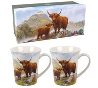 The Leonardo Collection Macneil Studios Lot de 2 tasses à thé et café pour boissons chaudes en porcelaine fine imprimée pour cuisine et maison | Tasses en céramique réutilisables pour toutes les