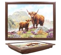 The Leonardo Collection Macneil Studios Plateau pour Repas et Petit déjeuner Motif Vache Highland Plateau Confortable avec Coussin de Pouf Durable pour Manger sur Les Genoux pour Adultes