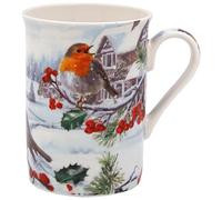 The Leonardo Collection Mug de Noël rouge-gorge pour boissons chaudes | Tasses à café réutilisables en porcelaine fine pour la cuisine et la maison | Tasses à thé imprimées pour toutes les occasions |