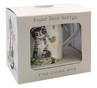 The Leonardo Collection Paper Shed Tasse en céramique avec motif chat avec rose pour la maison et la cuisine | Tasses élégantes en céramique pour thé et café | Joli ensemble de tasses pour homme et