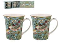 The Leonardo Collection William Morris Strawberry Thief Lot de 2 tasses à café, thé et boissons chaudes en porcelaine fine pour usage quotidien 300 ml