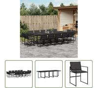 The Living Store 15 pcs. salon de jardin avec coussins noir Textilène