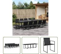 The Living Store 15 pcs. salon de jardin noir textilène
