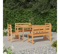 The Living Store 5-pcs. Ensemble de salle à manger de jardin en bois massif teck