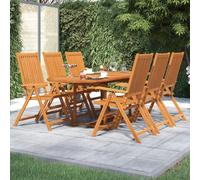 The Living Store 7-pcs. Ensemble de salle à manger de jardin en bois massif d'acacia