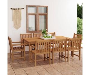 The Living Store 9-pcs. Ensemble de salle à manger de jardin en bois massif teck