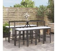 The Living Store 9 pcs. Garden Bar Set avec coussins Noir Poly Rattan