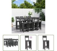 The Living Store 9 pcs. Garden Bar Set Gris Pin massif