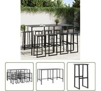 The Living Store 9 pcs. Garden Bar Set Noir Acier revêtu par poudre