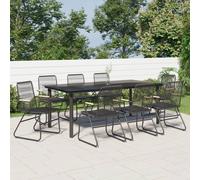 The Living Store 9-pièces salon de jardin noir rotin PVC