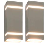 The Living Store Applique murale extérieure 2 pcs. 35 W argenté Rectangulaire
