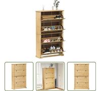 The Living Store Armoire à chaussures Corona 99x32x163,5 cm Pin massif