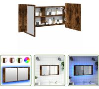 The Living Store armoire à glace LED chêne fumé 100x12x45 cm