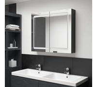The Living Store Armoire à miroir LED pour salle de bain Noir brillant 80x12x68 cm