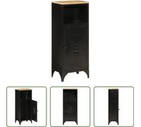 The Living Store Armoire de salle de bain 40x27x90 cm Fer et bois massif Mango