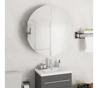 The Living Store Armoire de salle de bain avec miroir rond & LED Blanc 54x54x17,5 cm