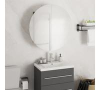 The Living Store Armoire de salle de bain avec miroir rond & LED Gris 47x47x17,5 cm