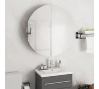 The Living Store Armoire de salle de bain avec miroir rond & LED Gris 54x54x17,5 cm