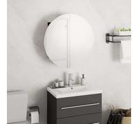 The Living Store Armoire de salle de bain avec miroir rond & LED Noir 40x40x17,5cm