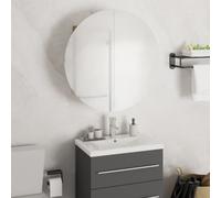 The Living Store Armoire de salle de bain avec miroir rond & LED Noir 47x47x17,5cm