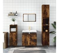 The Living Store Armoire de salle de bain chêne fumé 30x30x190 cm Bois composite