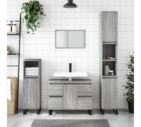 The Living Store Armoire de salle de bain Gris Sonoma 80x33x60 cm Bois composite