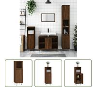The Living Store Armoire de salle de bain marron imitation chêne 30x30x100 cm Matériau dérivé du bois