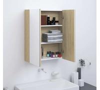 The Living Store Armoire de toilette 60x15x75 cm MDF blanc et imitation chêne