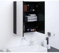 The Living Store Armoire de toilette 60x15x75 cm MDF noir brillant
