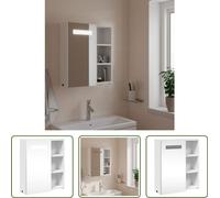 The Living Store armoire de toilette avec éclairage LED blanc 45x13x52 cm