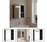The Living Store armoire de toilette avec éclairage LED gris 45x13x52 cm