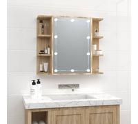 The Living Store Armoire de toilette avec LED Chêne Sonoma 70x16,5x60 cm
