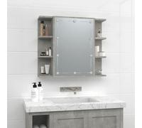 The Living Store armoire de toilette avec LED gris béton 70x16,5x60 cm