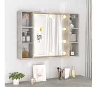 The Living Store armoire de toilette avec LED gris béton 76x15x55 cm