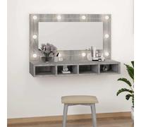 The Living Store armoire de toilette avec LED gris Sonoma 90x31,5x62 cm