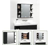 The Living Store armoire de toilette avec LED noir 70x16,5x60 cm